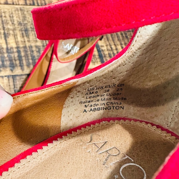 FRANCO SARTO ABBINGTON RED SUEDE MARY JANE HEELS PUMPS BLOCK HEEL SZ 8 - Picture 6 of 12